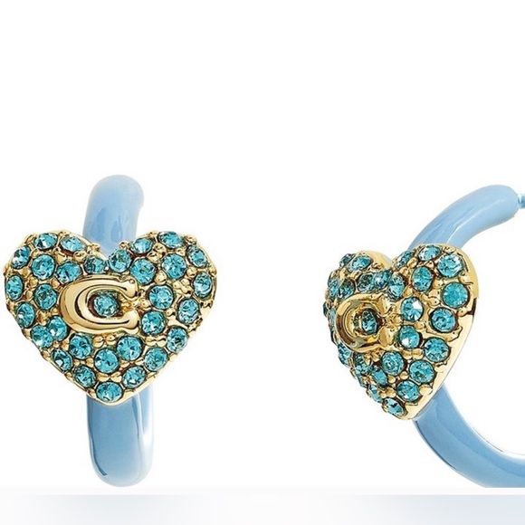 COACH Pave Heart Huggie Earrings - Picture 2 of 7